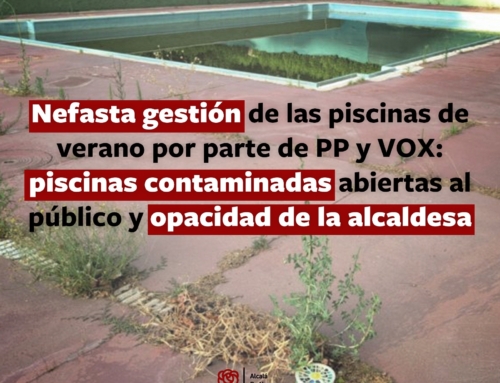 Nefasta gestión de las piscinas de verano por PP y VOX: piscinas contaminadas abiertas al público y opacidad de la alcaldesa
