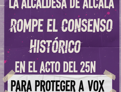 La alcaldesa de Alcalá rompe el consenso histórico en el acto del 25N para proteger a VOX